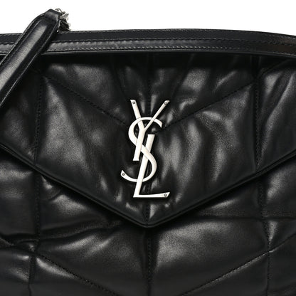Saint Laurent Lambskin Quilted Medium Loulou Puffer Monogram Chain Satchel Black 8 of 10