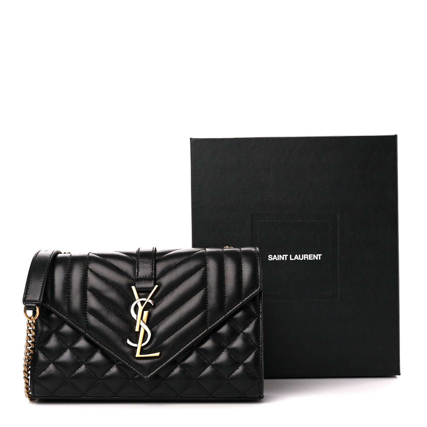 Saint Laurent Lambskin Mixed Matelasse Triquilt Small Monogram Satchel Black 12 of 12