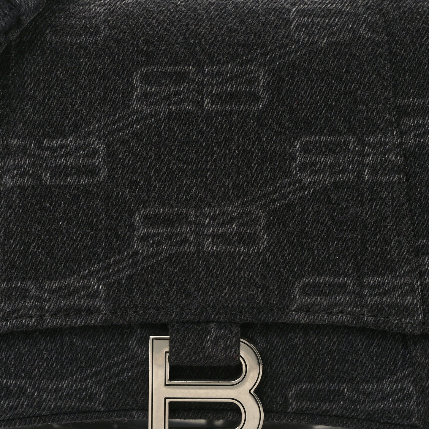Denim BB Monogram Small Hourglass Top Handle Bag Black