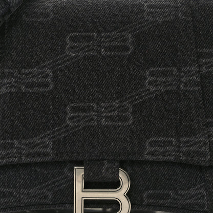 Balenciaga Denim BB Monogram Small Hourglass Top Handle Bag Black 8 of 13