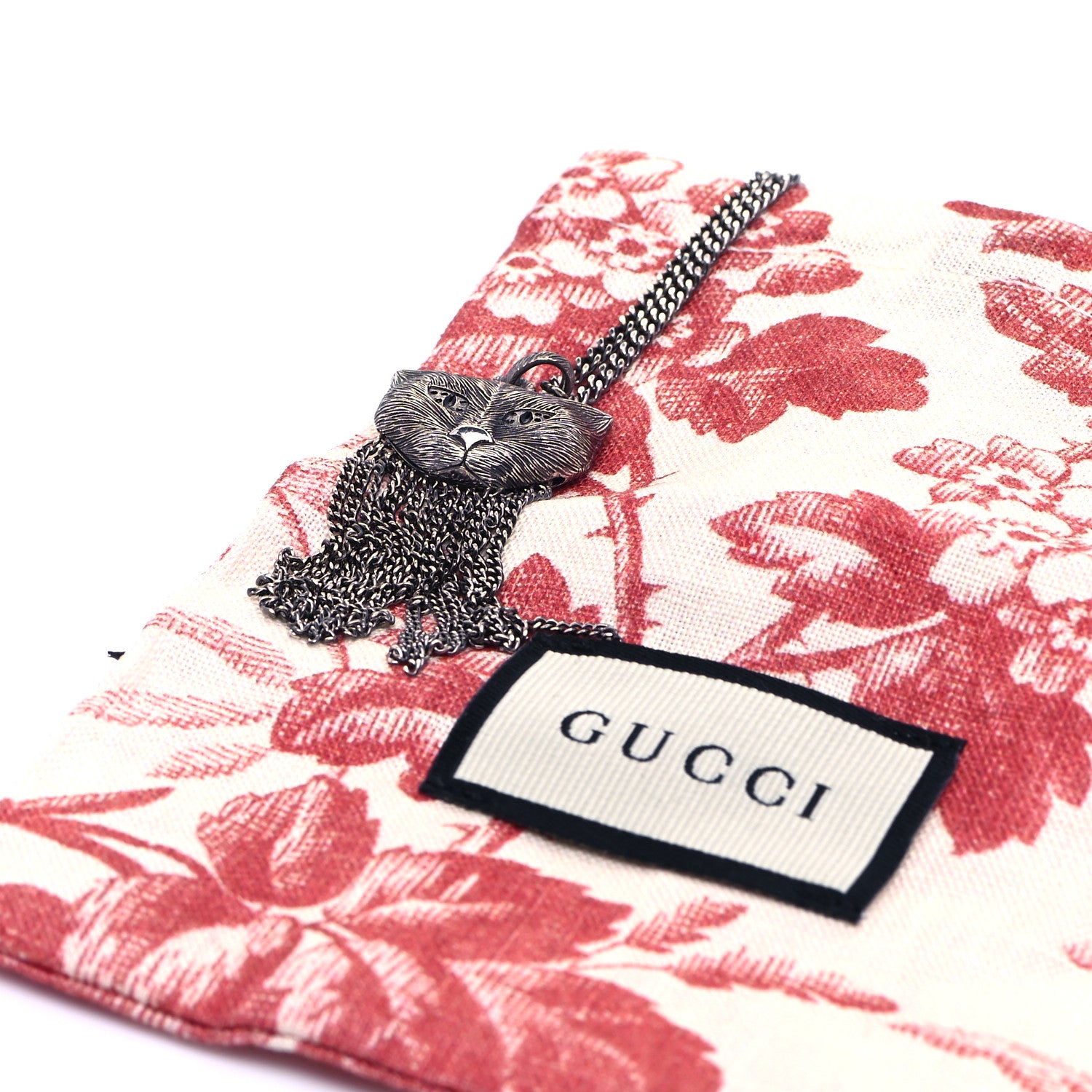 Gucci Sterling Silver Feline Tassle Necklace 5 of 5