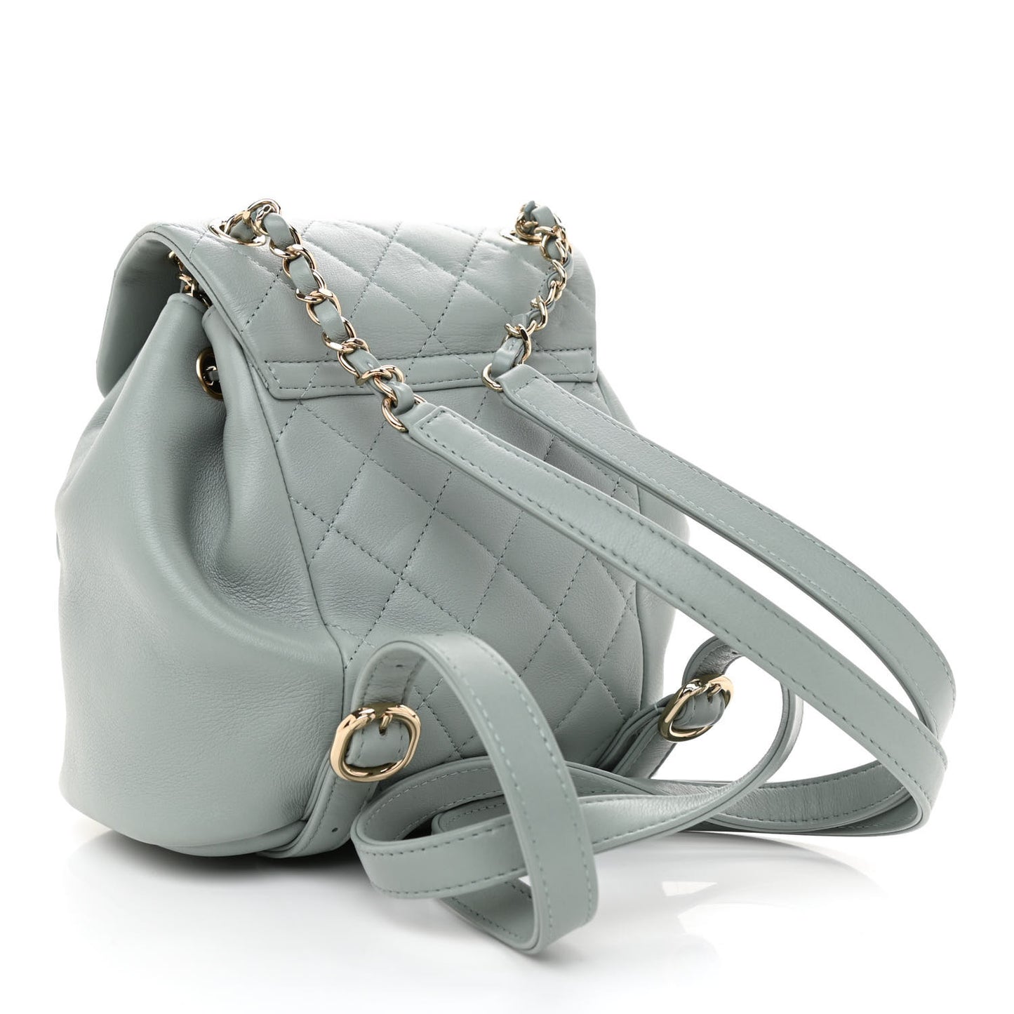 Lambskin Quilted Small Duma Drawstring Backpack Light Blue
