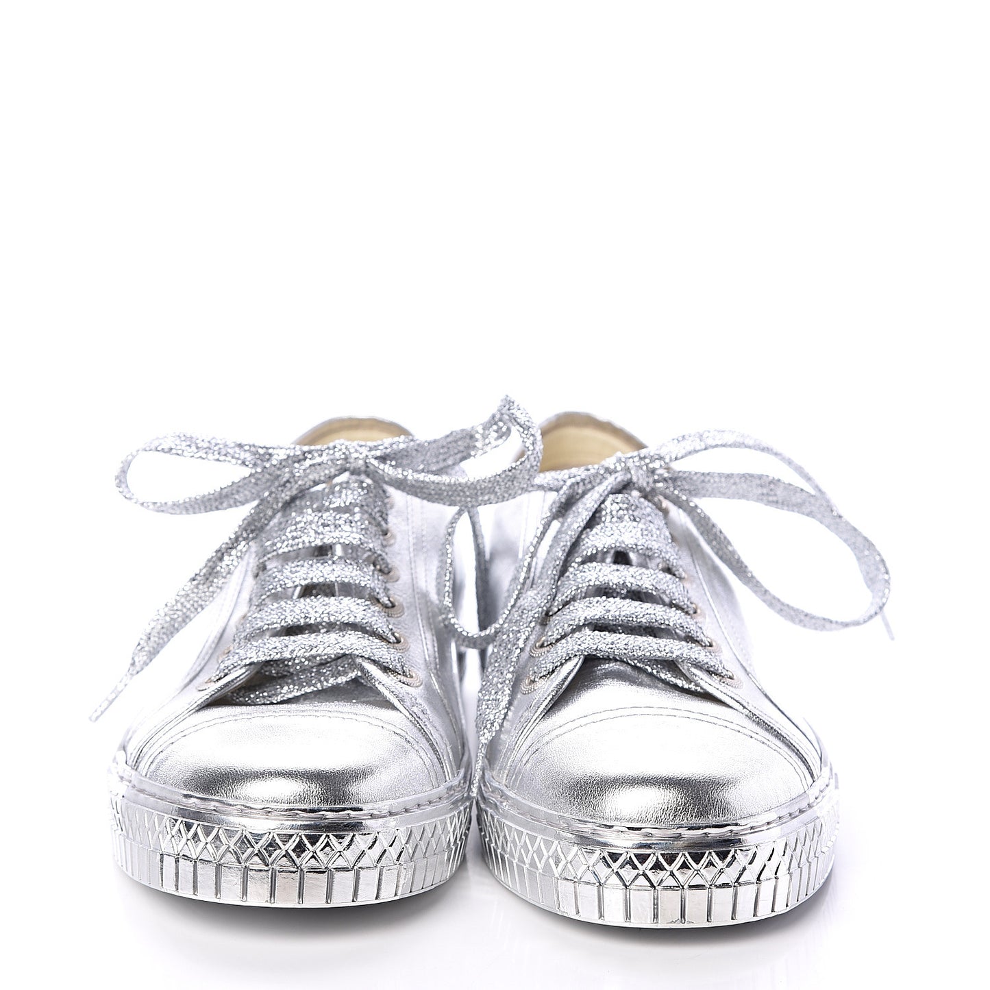 Laminated Lambskin Sneakers 39.5 Silver