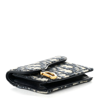 Christian Dior Oblique Saddle Card Holder Blue 4 of 8