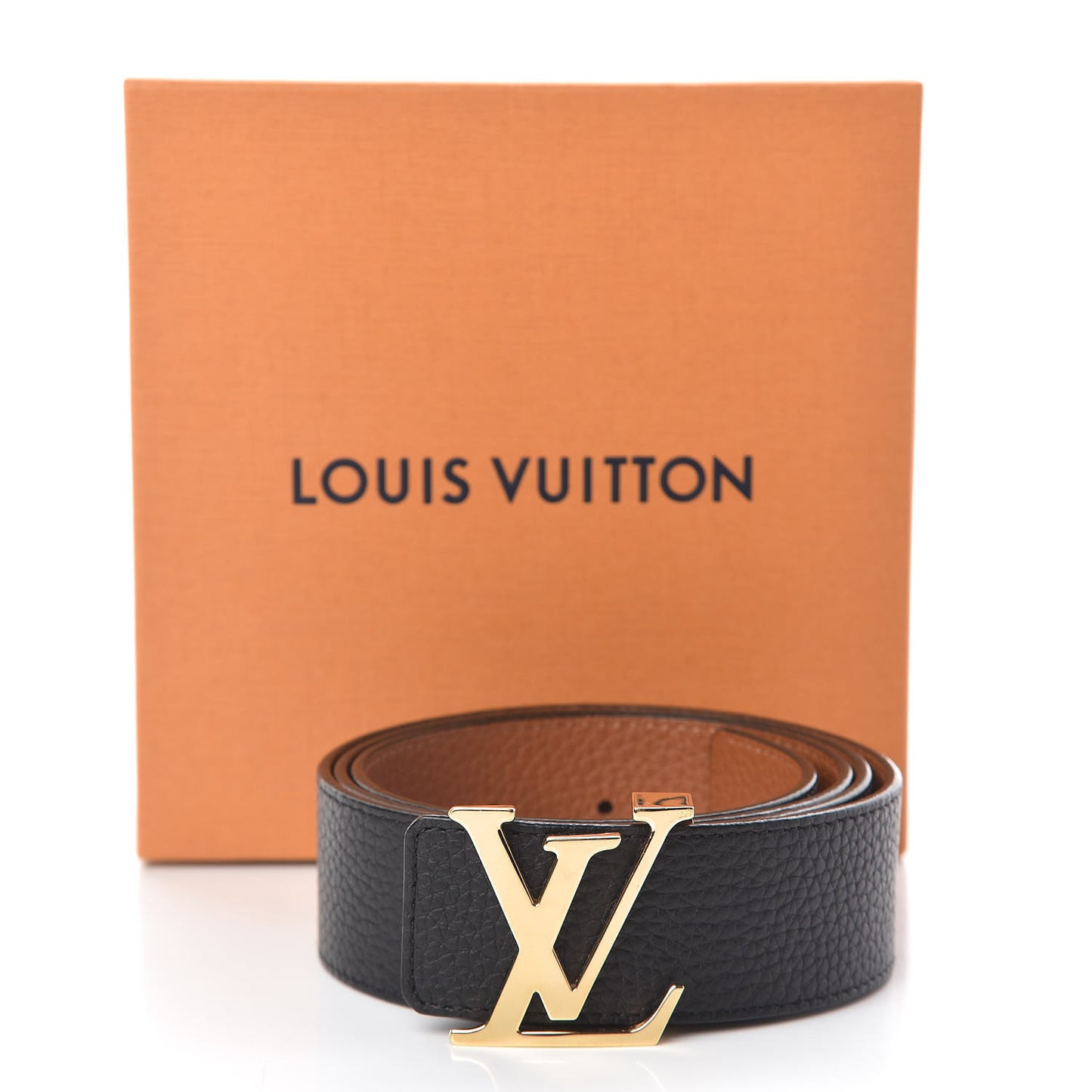 Taurillon Calfskin 40mm LV Initiales Reversible Belt 100 40 Black