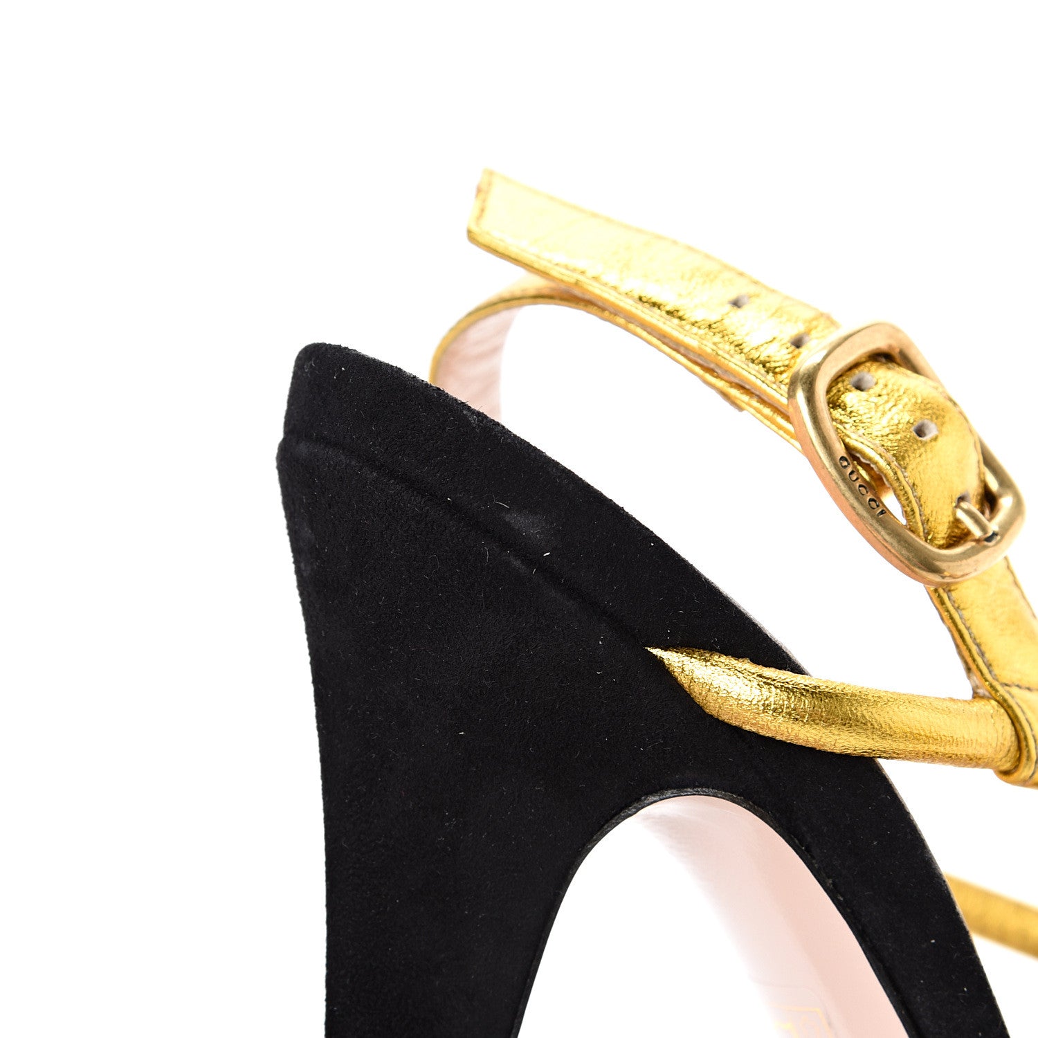 Gucci Metallic Nappa Sylvie Web Sandal 37.5 Gold 13 of 14