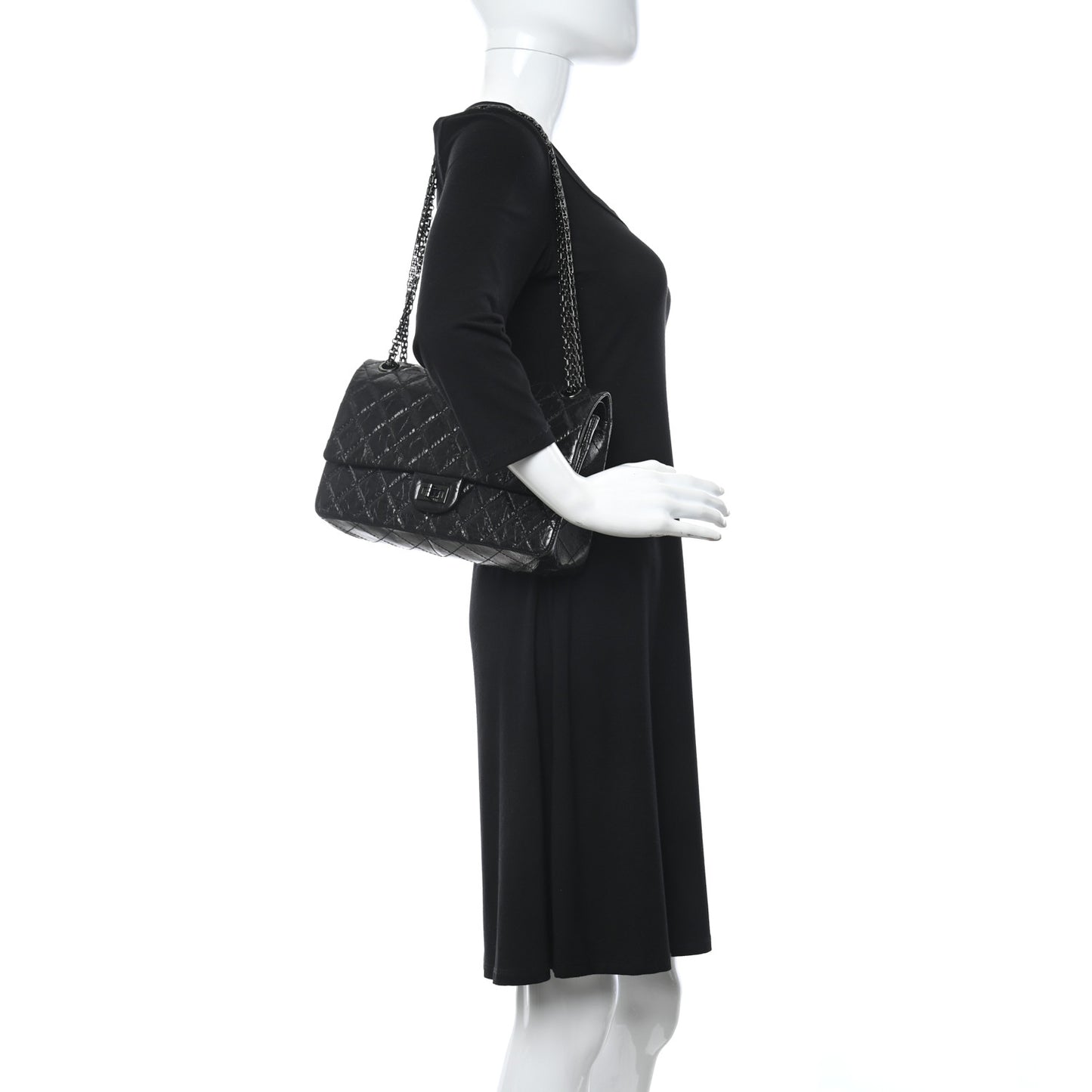 Glazed Calfskin Quilted 2.55 Reissue 226 Flap So Black