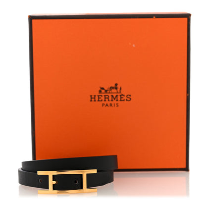 Hermes Chamonix Hapi 3MM Double Tour Wrap Bracelet T2 Black Fauve 5 of 5