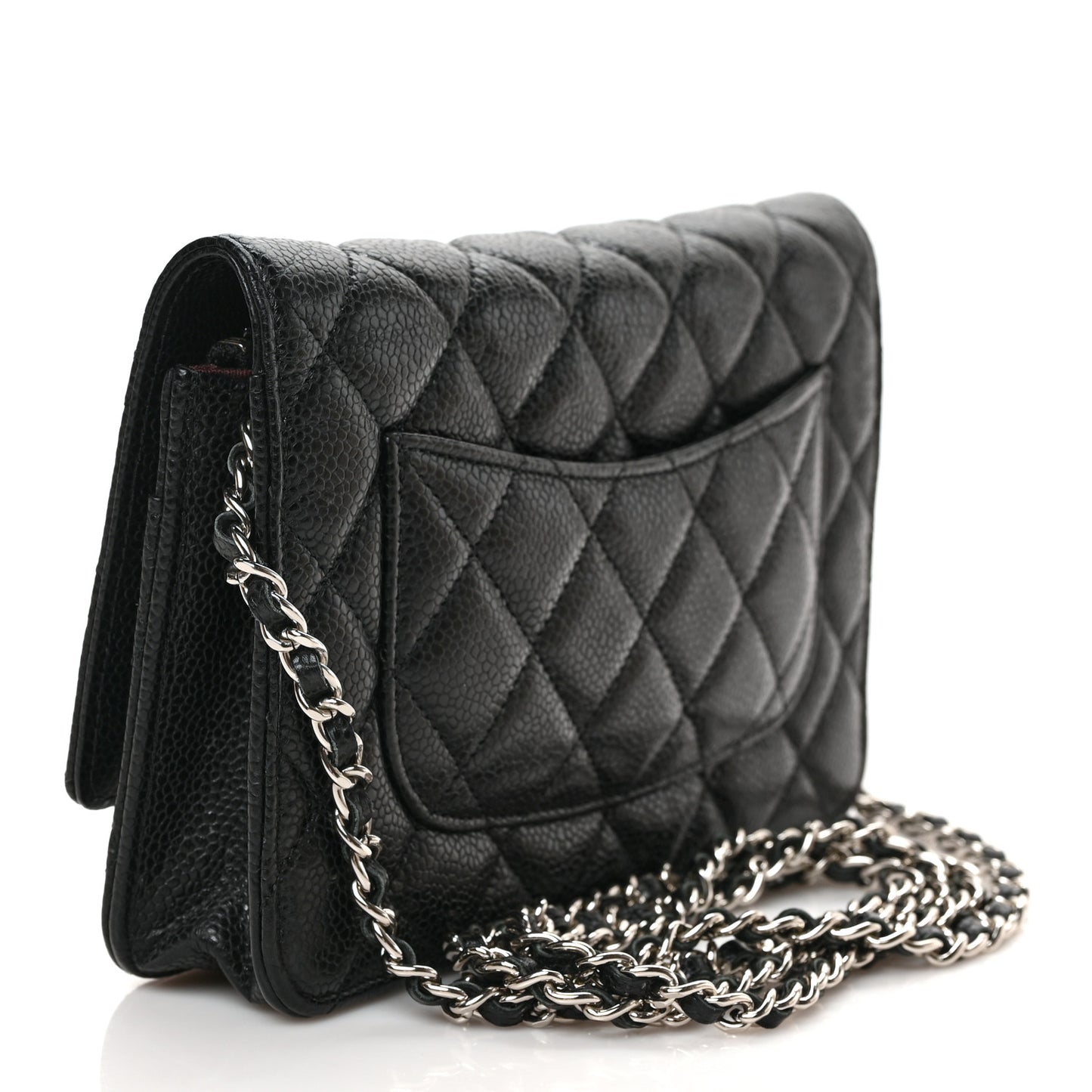 Caviar Quilted Wallet on Chain WOC Black