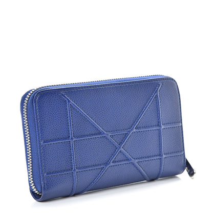 Christian Dior Grained Calfskin Cannage Medium Diorama Voyageur Wallet Blue 3 of 10