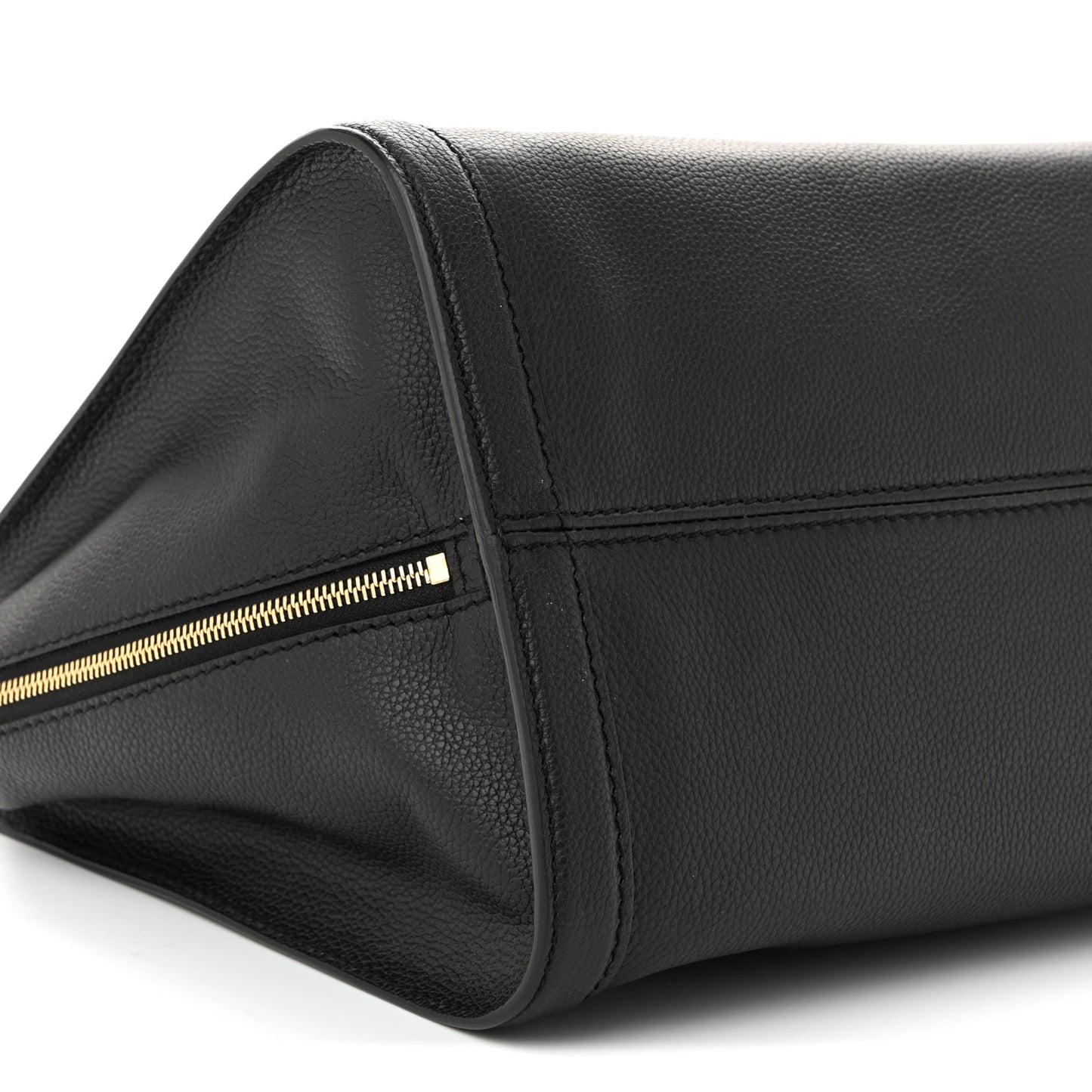 Pebbled Calfskin Large Skull Padlock Zip Around Tote Black