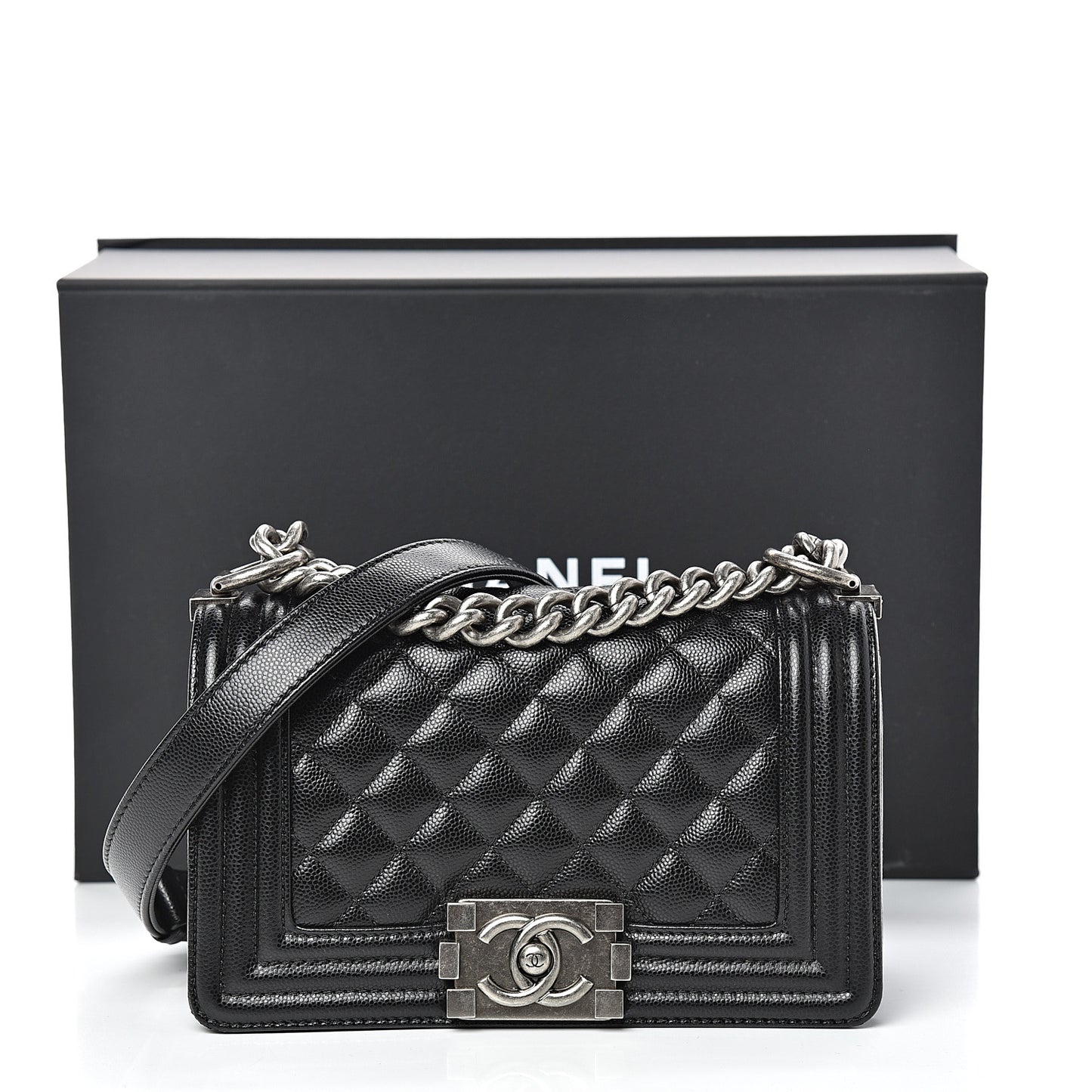 Caviar Quilted Small Boy Flap Black