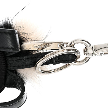 Fendi Nylon Shiny Nappa Nutria Fox Fur Monster Eyes Mini Backpack Charm Black Multicolor 3 of 6