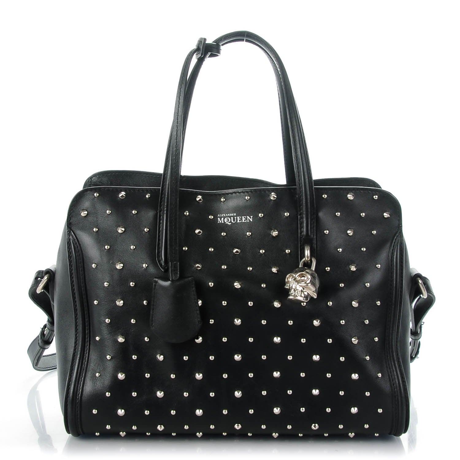 Alexander McQueen Calfskin Small Studded Padlock Zip Around Tote Black 1 of 7