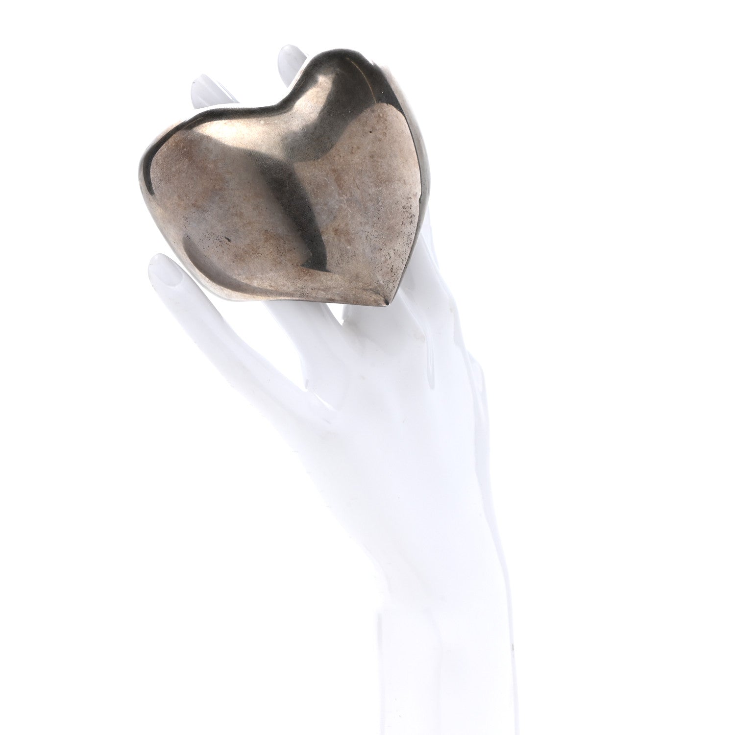 Saint Laurent Brass Heart Cuff Bracelet Palladium 2 of 5