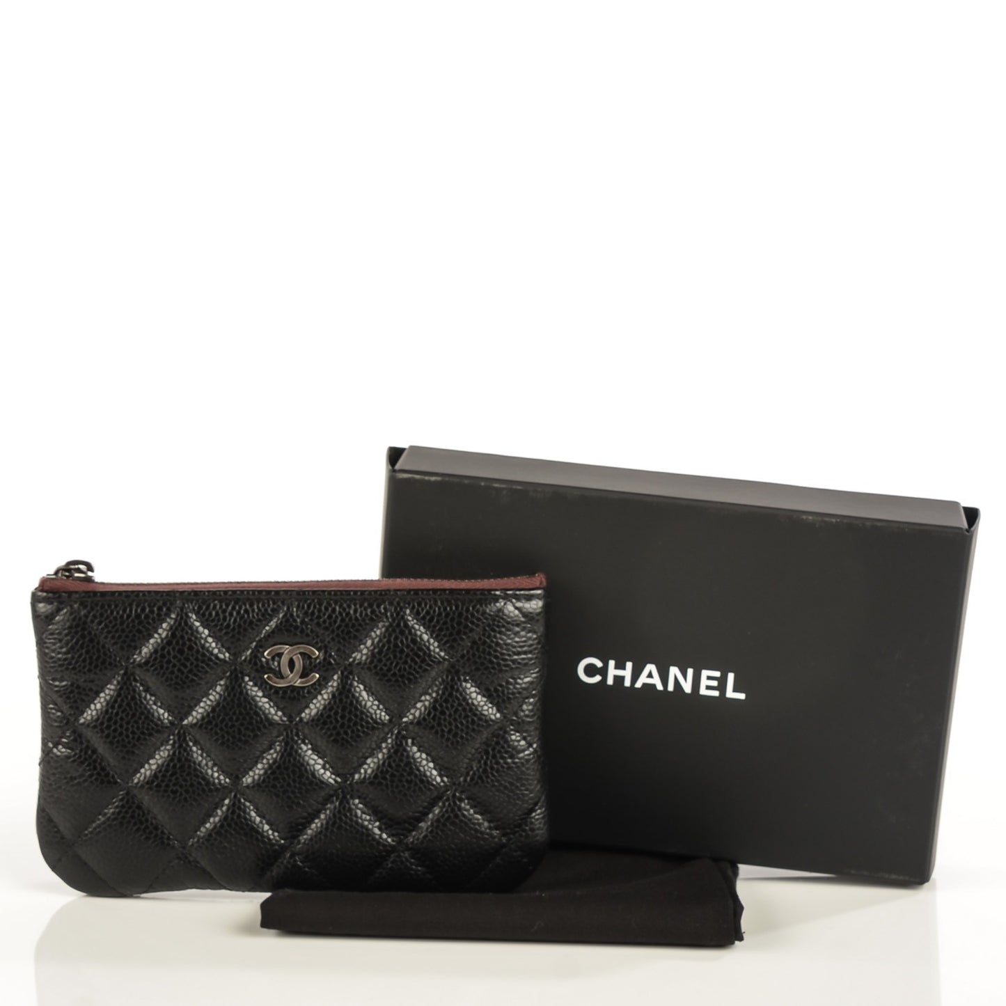 Caviar Quilted Coin Purse Case Black