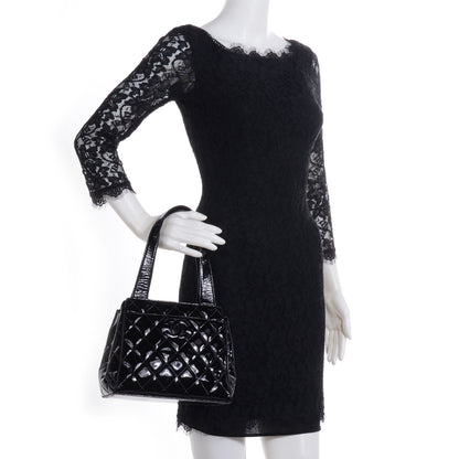 Chanel Patent Quilted CC Shoulder Bag Black 2 of 8