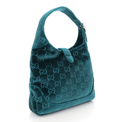 Gucci New Velvet Ashmir GG Monogram Small Jackie 1961 Hobo Velvet Peacock 3 of 10