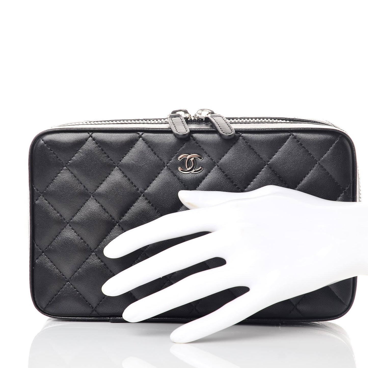 Lambskin Quilted Jewelry Case Black