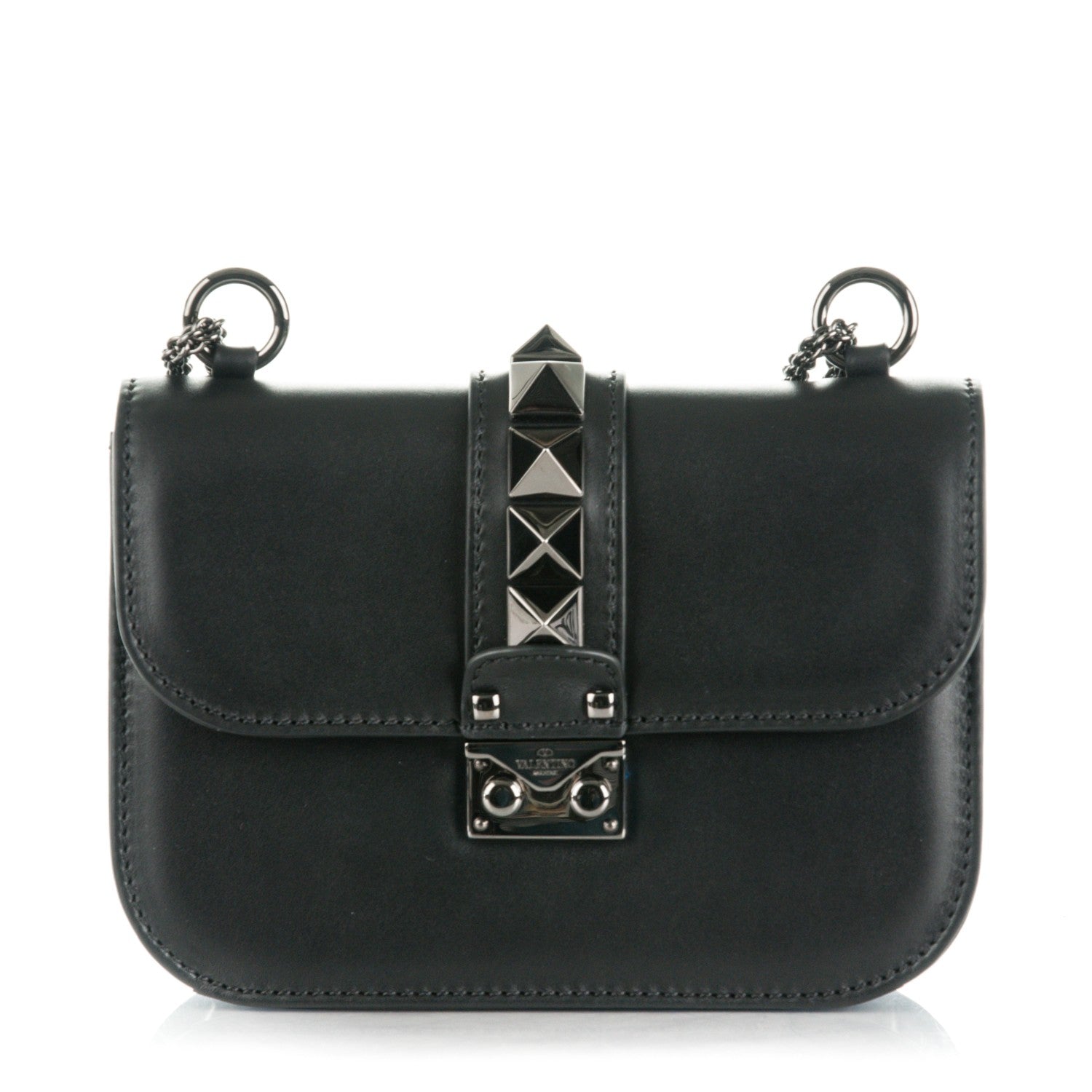 Valentino Garavani Vitello Small Glam Lock Rockstud Flap Black 1 of 8