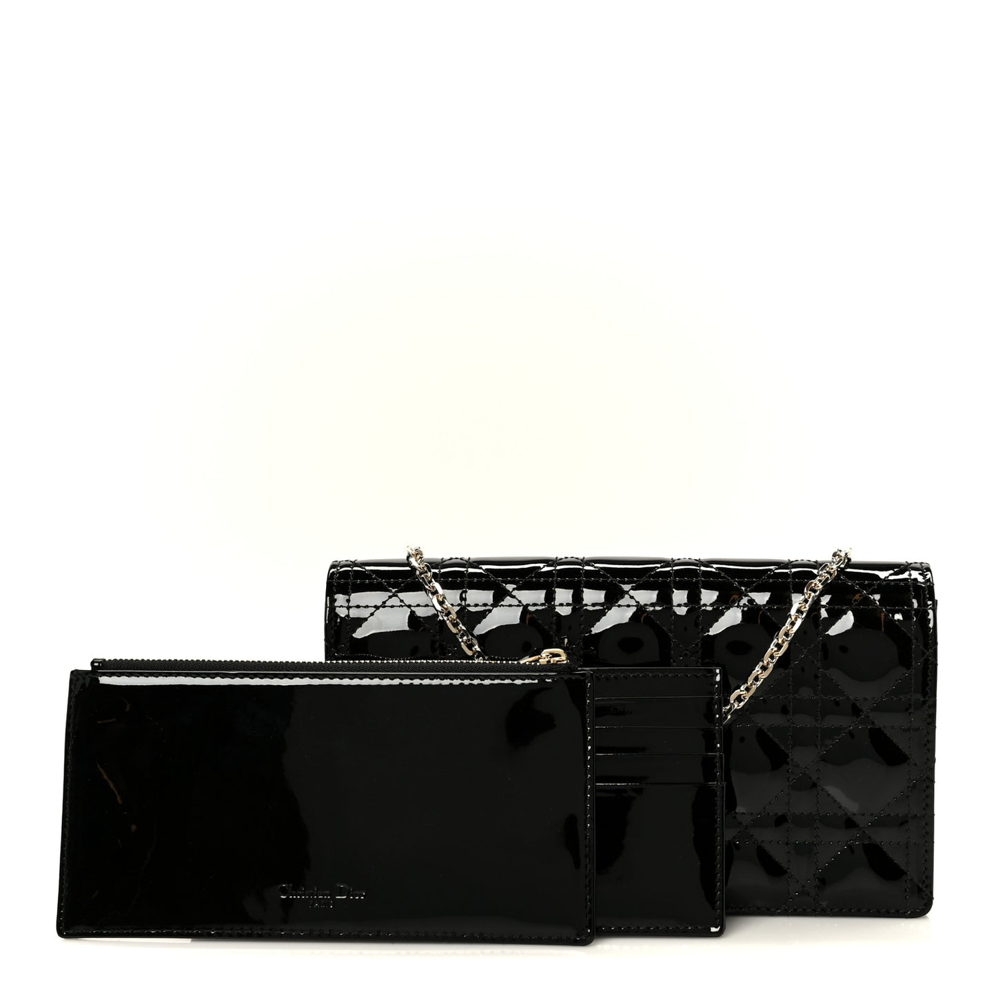 Patent Cannage Lady Dior Pouch Black