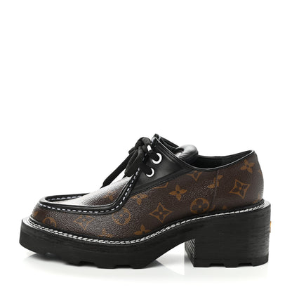 Louis Vuitton Monogram Calfskin Beaubourg Platform Derby Shoes 38 Brown 1 of 8
