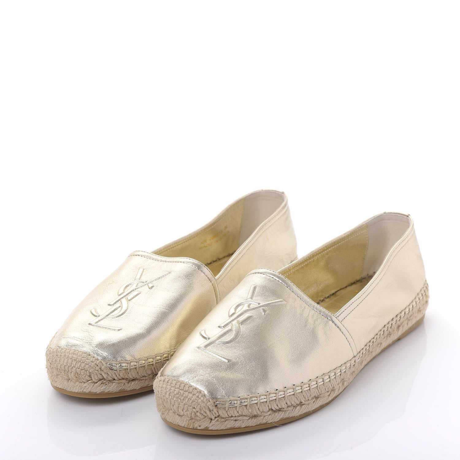 Saint Laurent Metallic Lambskin Monogram Espadrilles 39 Gold 3 of 9