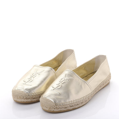 Saint Laurent Metallic Lambskin Monogram Espadrilles 39 Gold 3 of 9