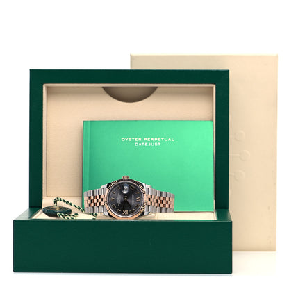 Rolex Stainless Steel 18K Everose Gold Diamond 36mm Oyster Perpetual Datejust Watch Slate Roman 126231 5 of 5
