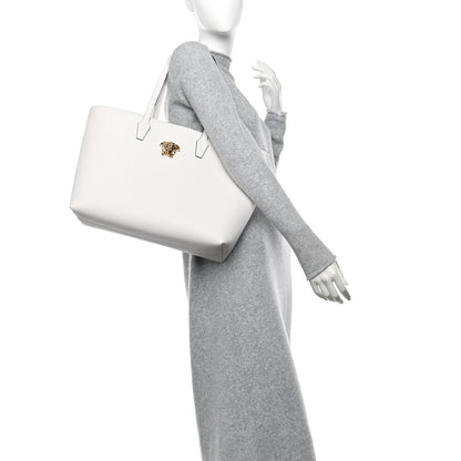 Versace Grained Calfskin La Medusa Shopping Tote White 2 of 11