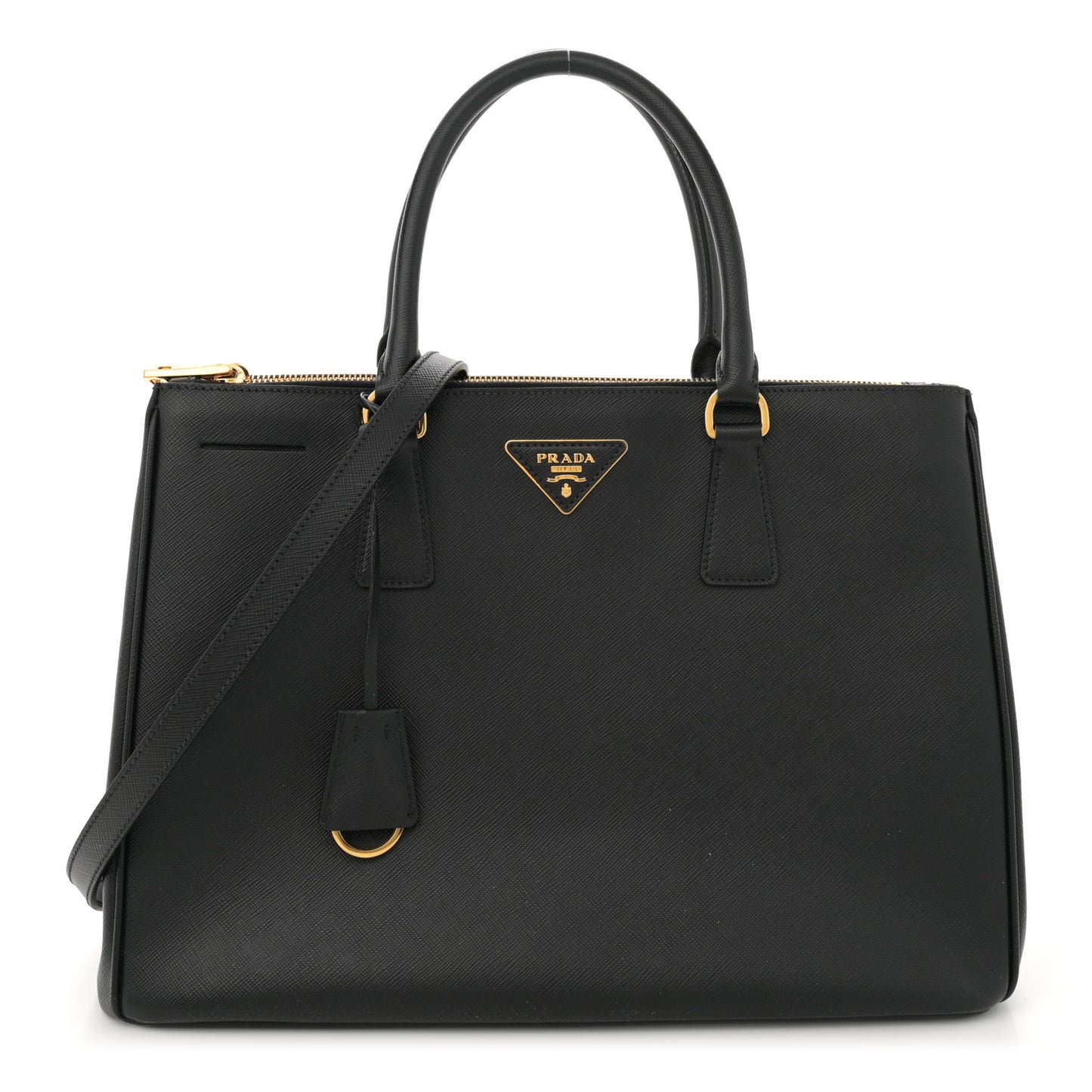 Saffiano Lux Large Galleria Double Zip Tote Black