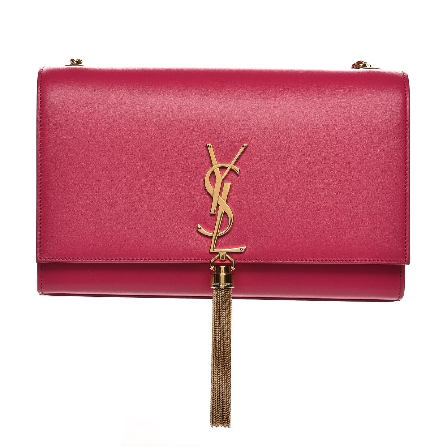 Smooth Calfskin Medium Classic Monogram Kate Tassel Satchel Fuchsia