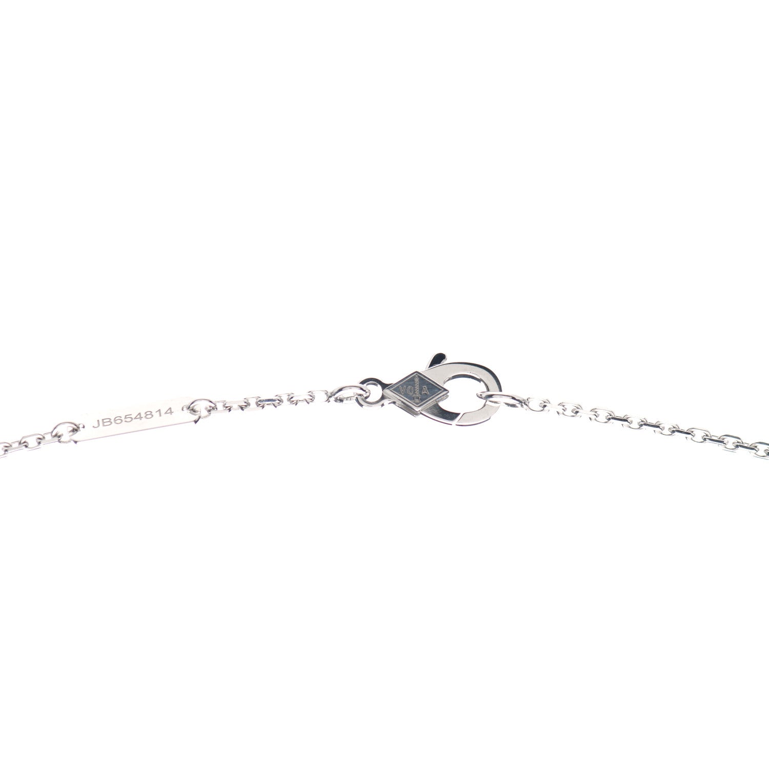 Van Cleef & Arpels 18K White Gold Diamond Guilloche Vintage Alhambra Pendant Necklace 4 of 7