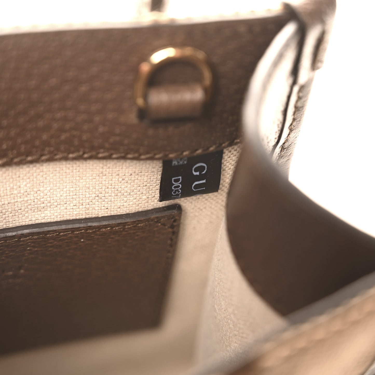 Monogram Jumbo GG Textured Dollar Calfskin Web Mini Vertical Tote Camel Ebony New Acero
