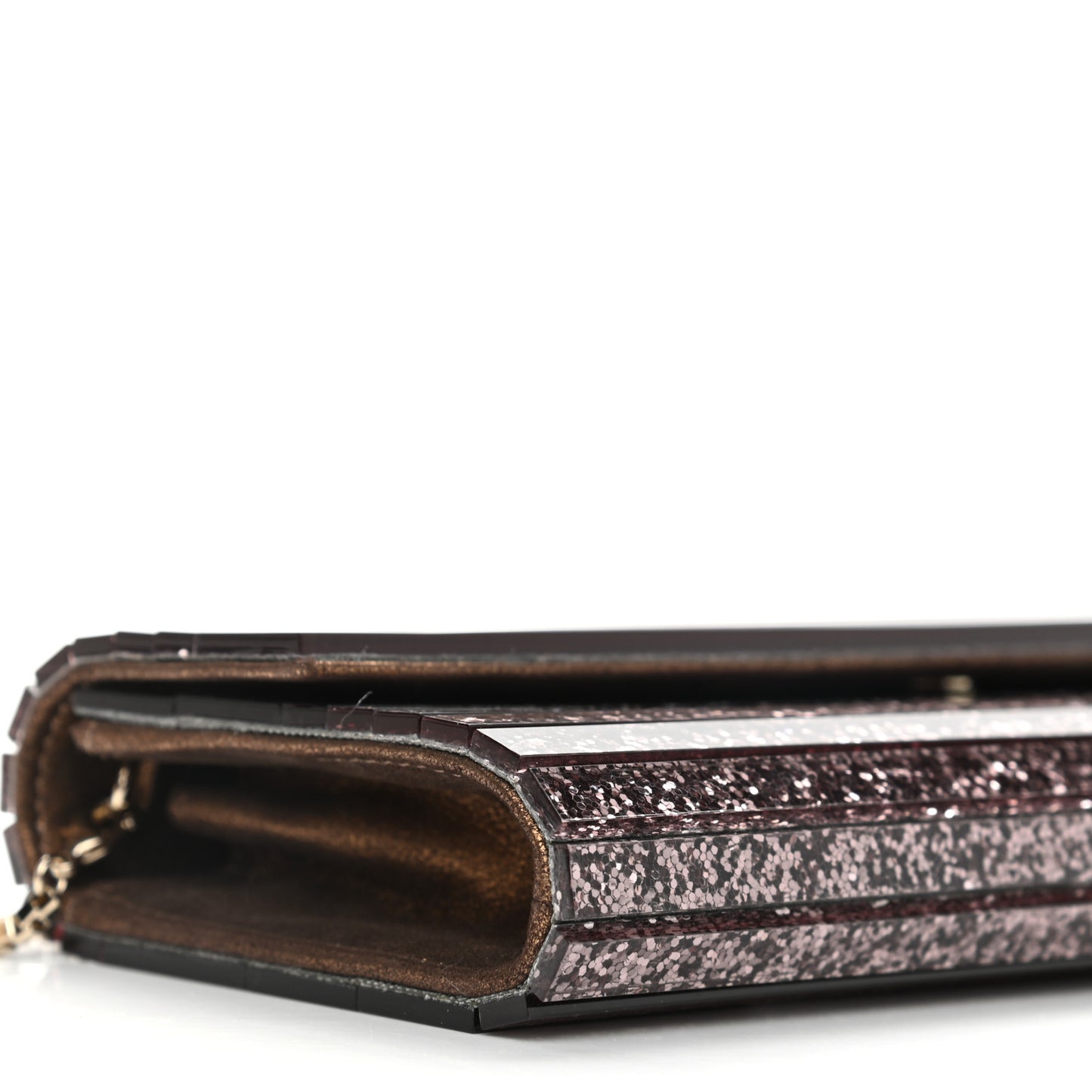 Acrylic Glitter Sweetie Clutch Dark Gold
