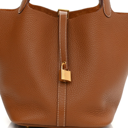 Hermes Taurillon Clemence Picotin Lock 22 MM Gold 8 of 9