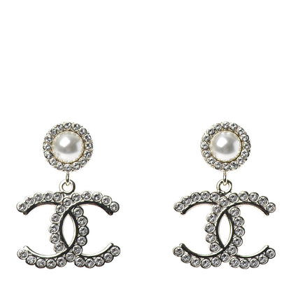 Chanel Crystal Pearl Bow-tiful CC Drop Earrings Gold 1 of 4