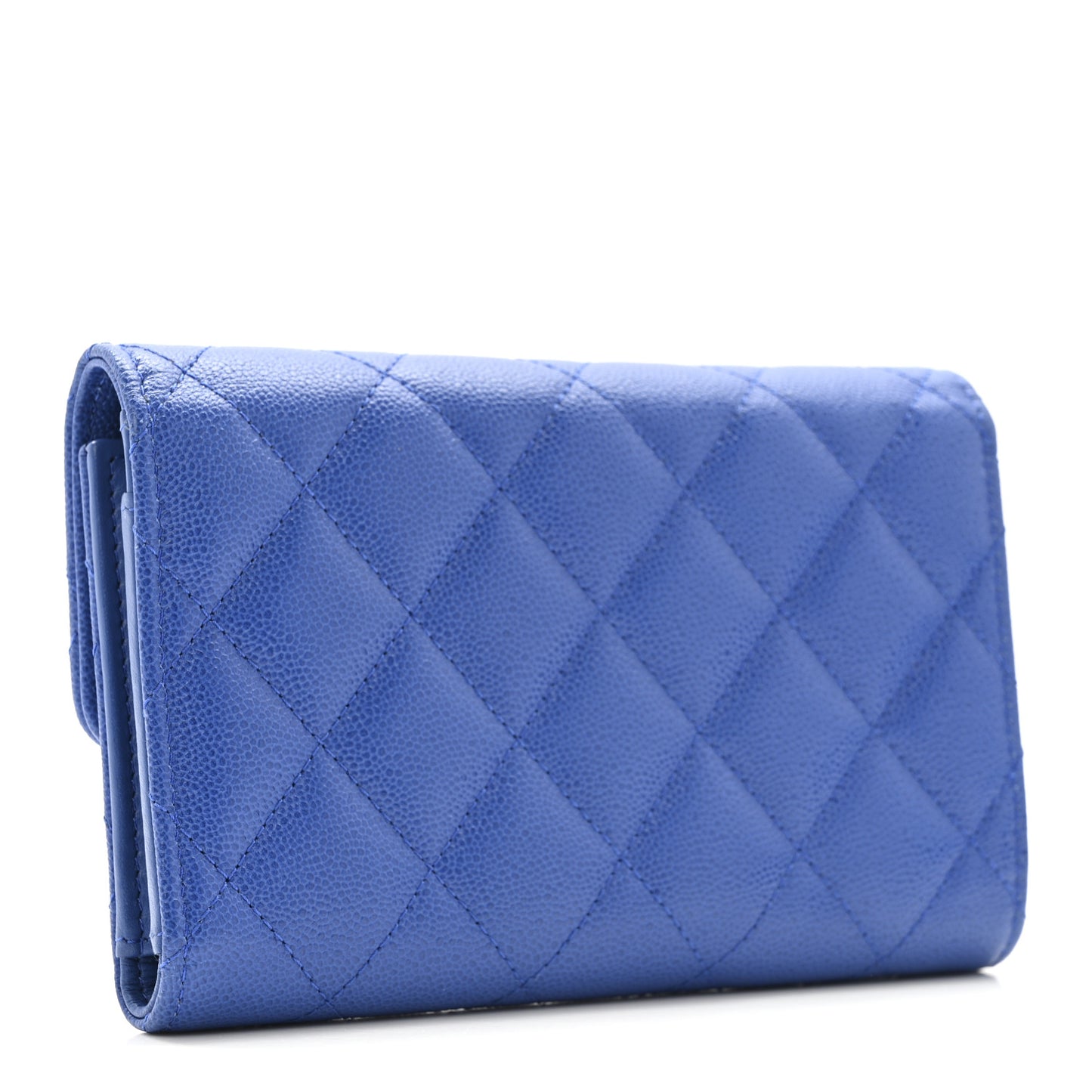 Caviar Quilted Studded CC Medium Flap Wallet Blue