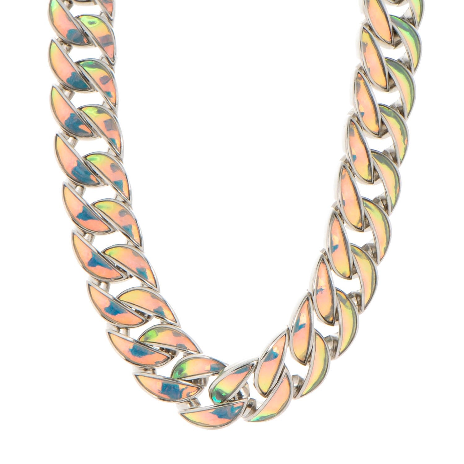 Chanel Iridescent CC Chain Link Choker Necklace Silver 1 of 5