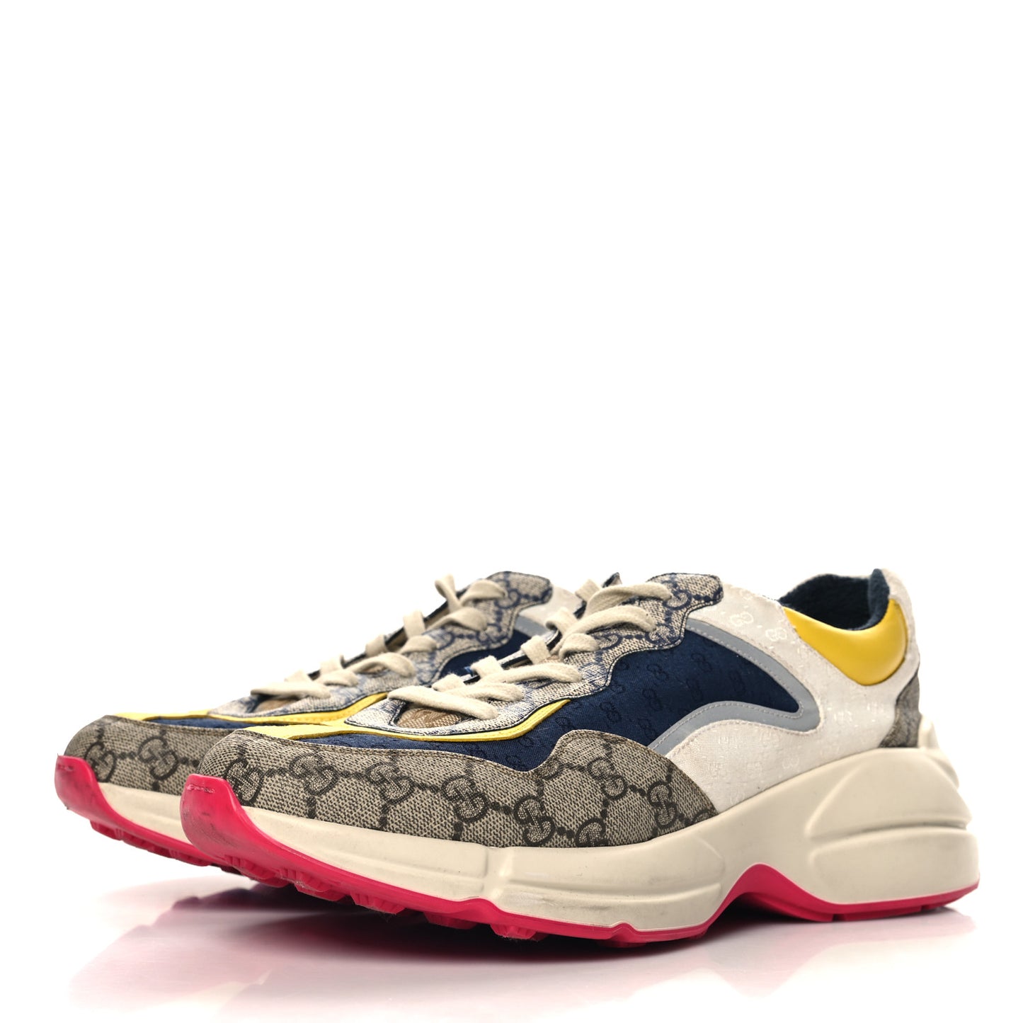 GG Supreme Monogram Mix Monogram Mens Rhyton Sneakers 9 London Blue Beige Sun Yellow