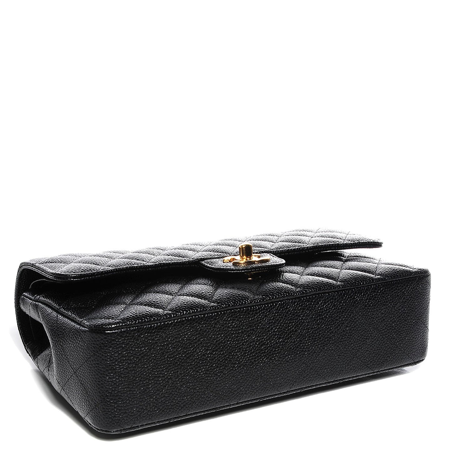Caviar Quilted Medium Double Flap Black