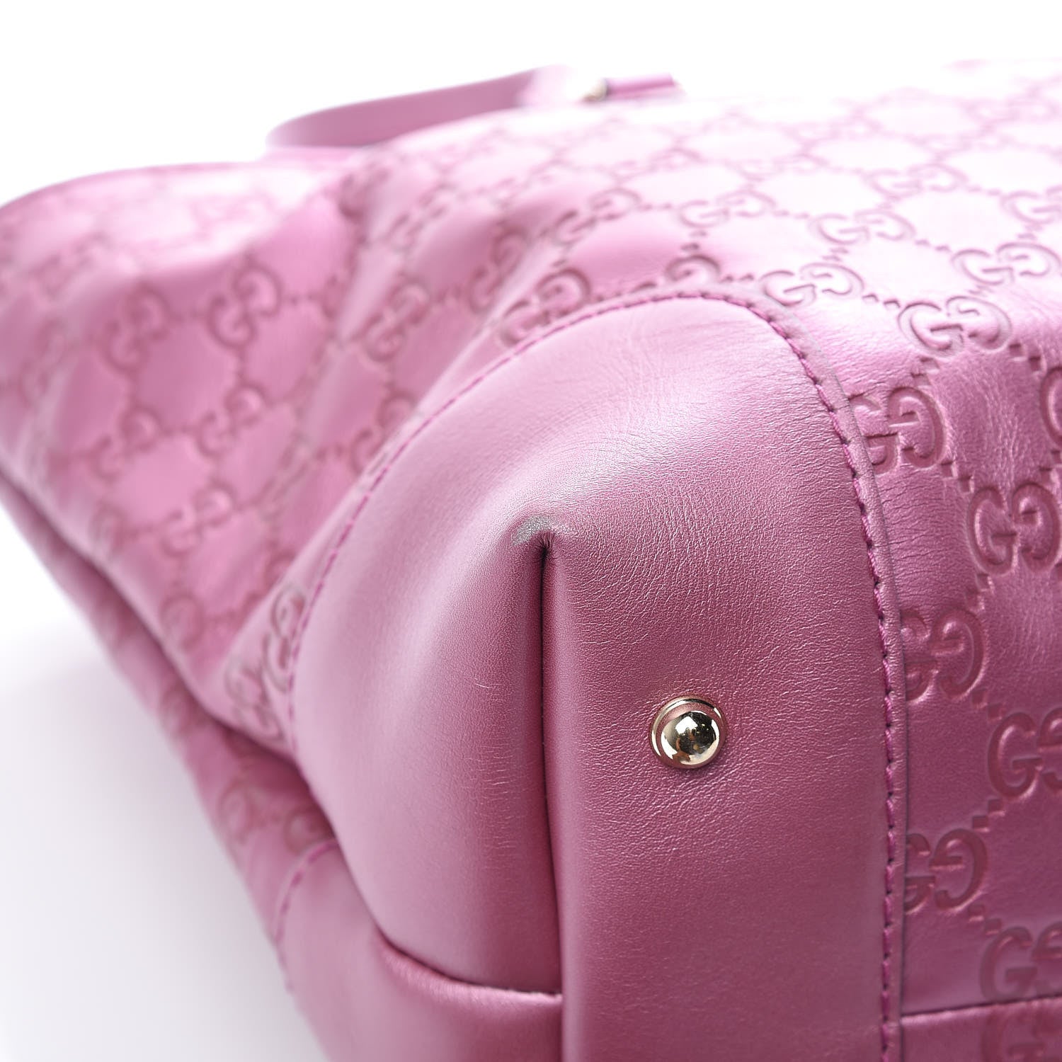 Gucci Metallic Soft Guccissima Large Heart Bit Charm Top Handle Tote Fresia Rose 14 of 15