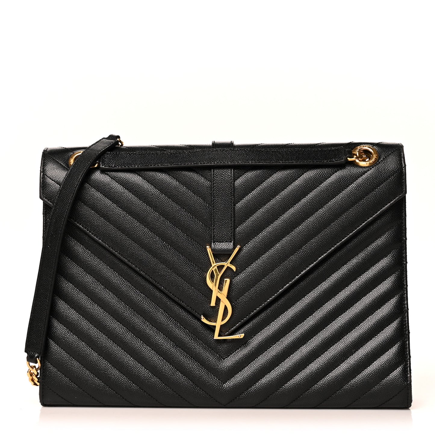 Grain De Poudre Matelasse Chevron Large Monogram Satchel Black
