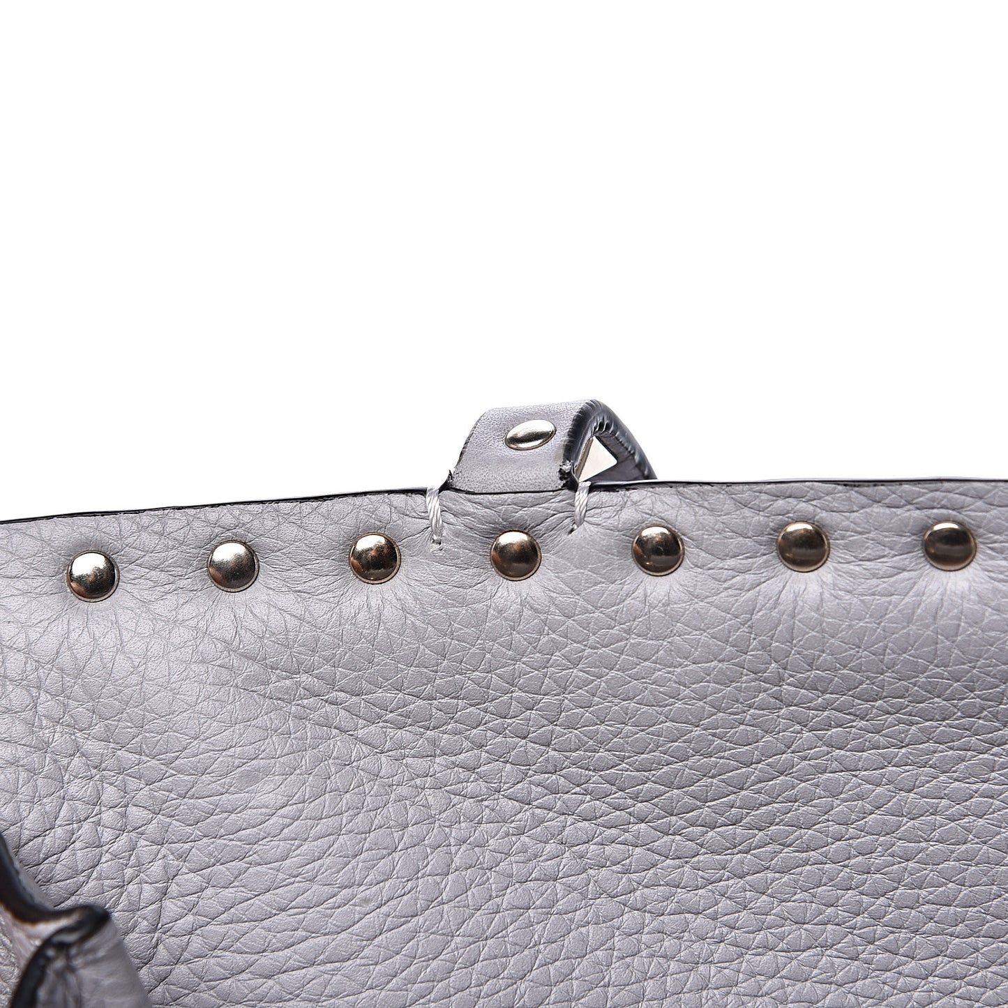 Grained Calfskin Small Rockstud Double Bag Pastel Grey