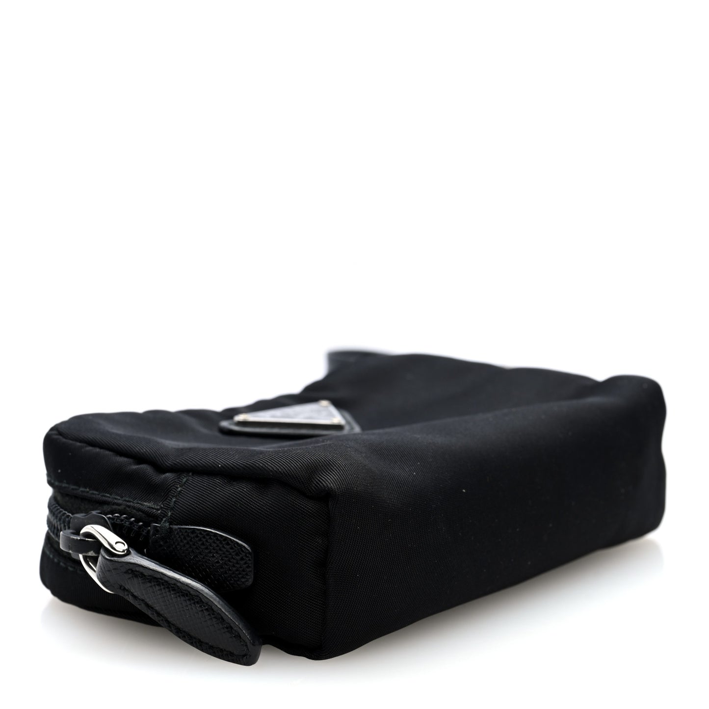 Nylon Saffiano Triangle Mini Wristlet Pouch Black