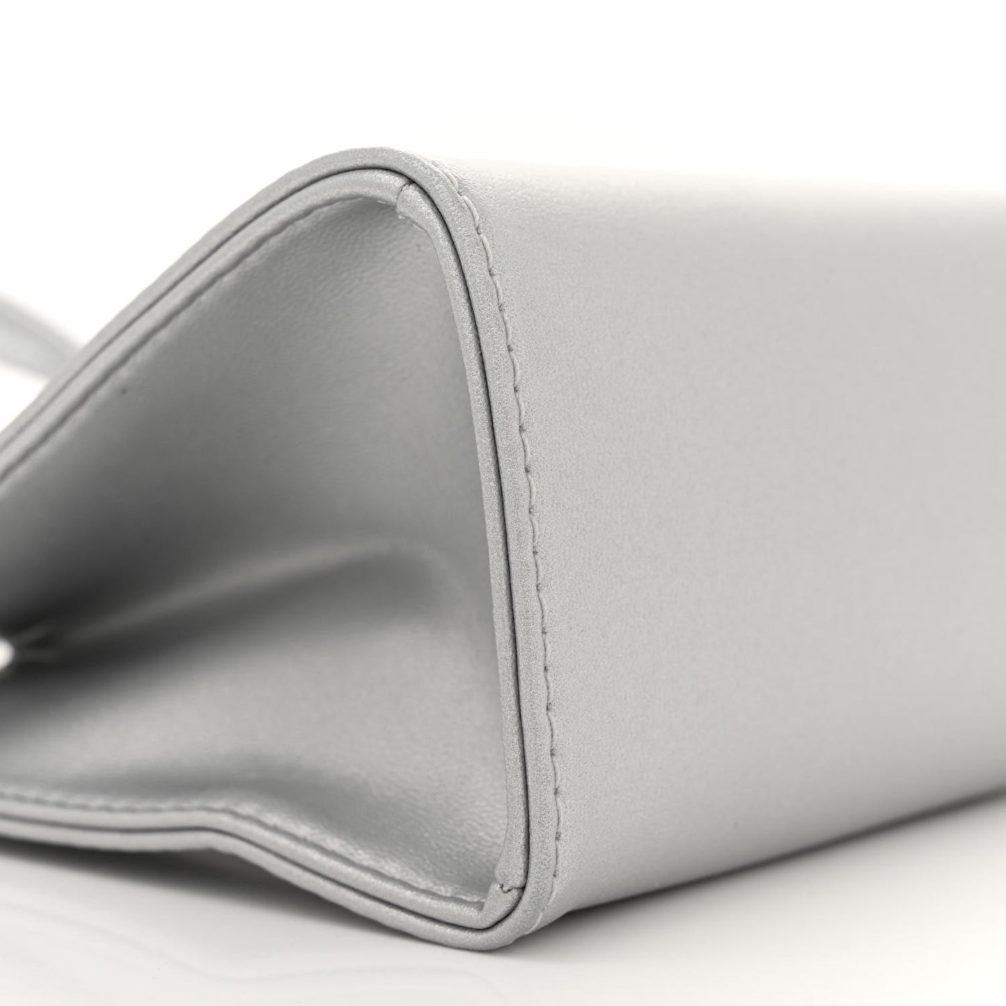 Metallic Vegan Leather Small Shopping Bag Silver