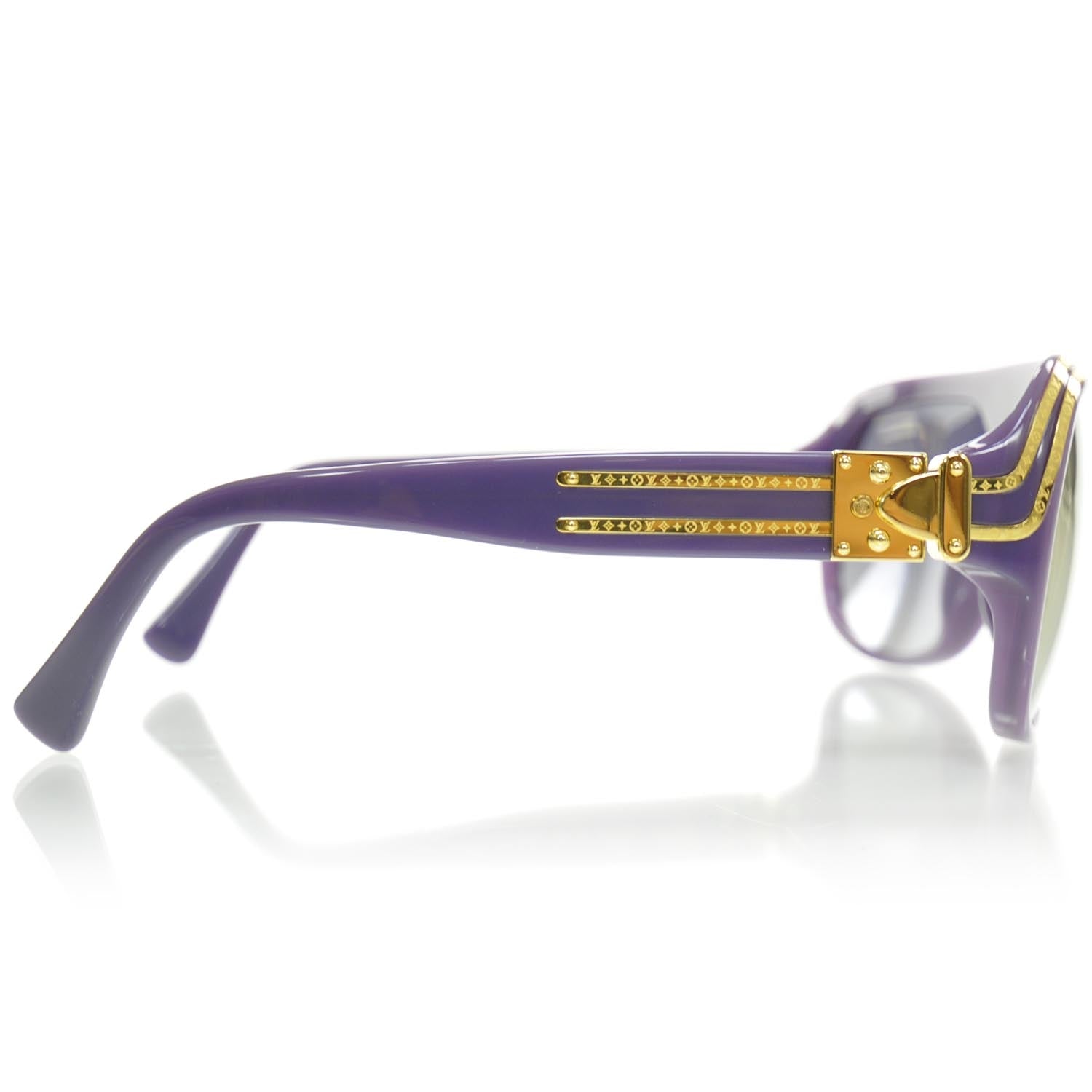Louis Vuitton Millionaire Sunglasses Purple w Gold Plated Lenses 6 of 8