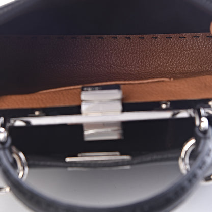 Fendi Cuoio Romano Selleria Bi-Color Mini Peekaboo Iconic Satchel Black Mou 6 of 10