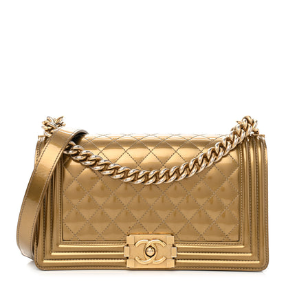 Chanel Metallic Patent Calfskin Quilted Medium Boy Flap Gold 1 of 13