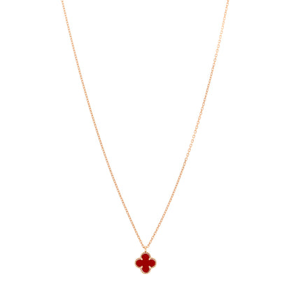 Van Cleef & Arpels 18K Rose Gold Carnelian Sweet Alhambra Pendant Necklace 1 of 5